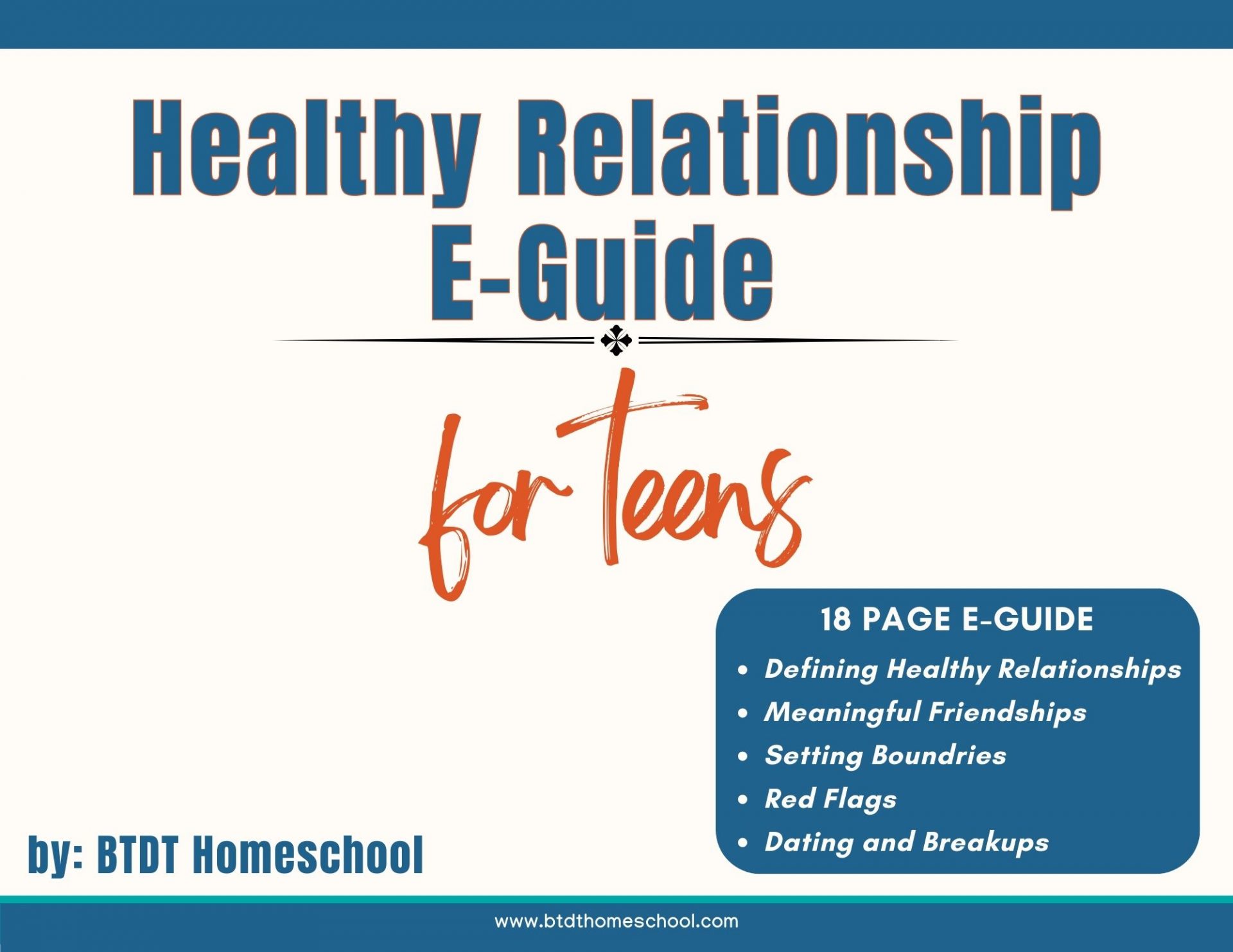 FREE Teen Healthy Relationship E-Guide (18 pages) for Homeschoolers
